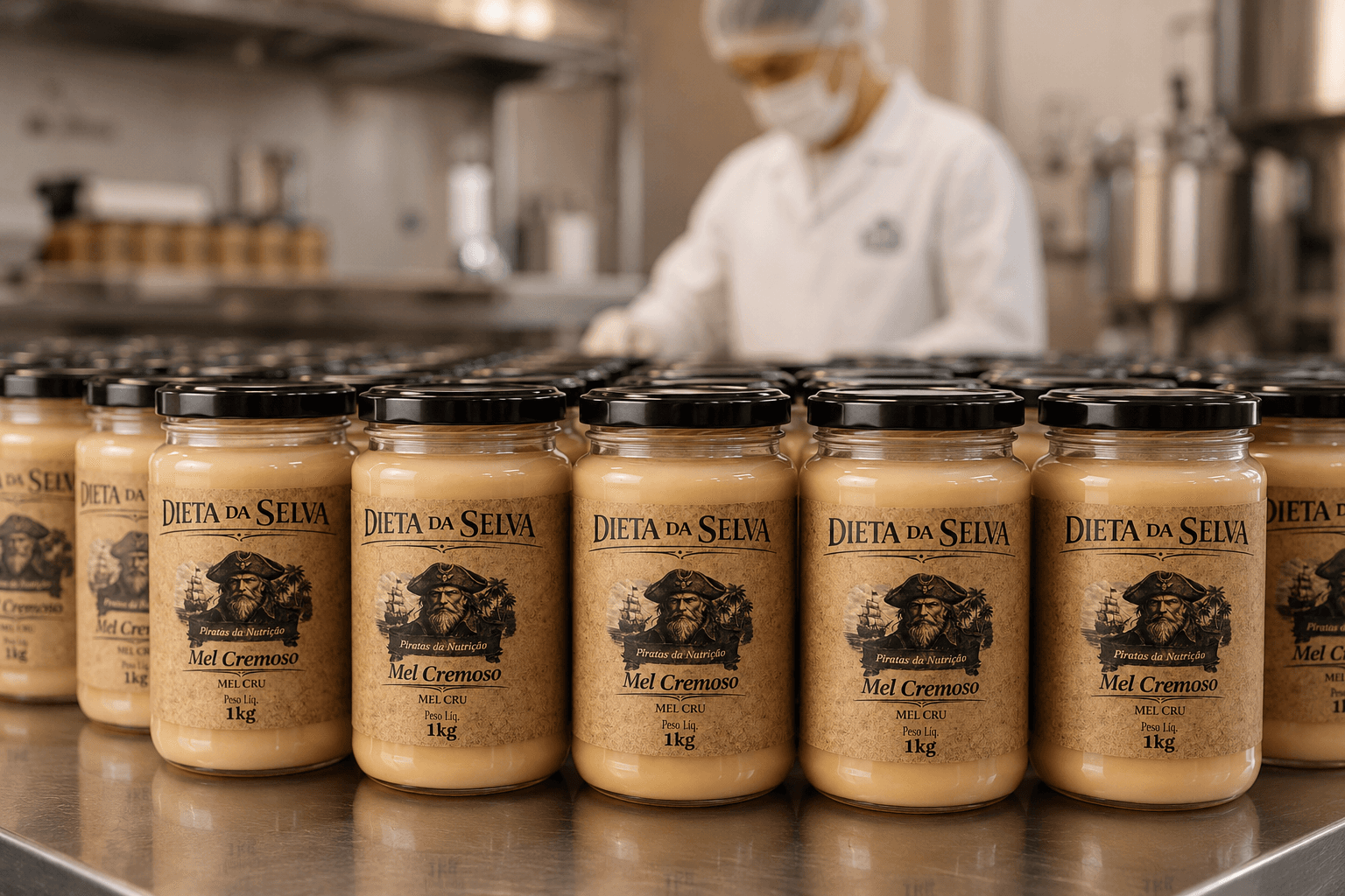 Potes de Mel Cru da Selva em produção